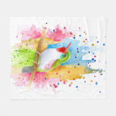 カラフル鳥72 フリースブランケット (正面(横))