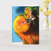 カラフル鳥 カード (黄色い花)