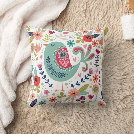 カラフル鳥 クッション (ブランケット)