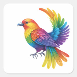 カラフル鳥 スクエアシール