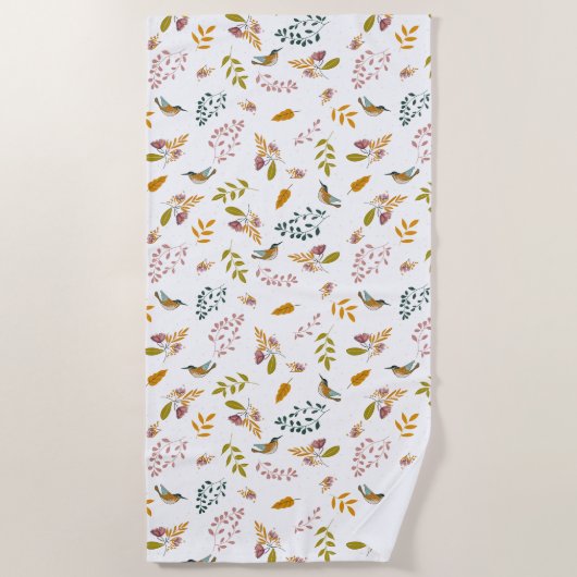 カラフル鳥 ビーチタオル (正面)