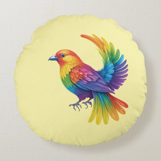 カラフル鳥 ラウンドクッション (正面)