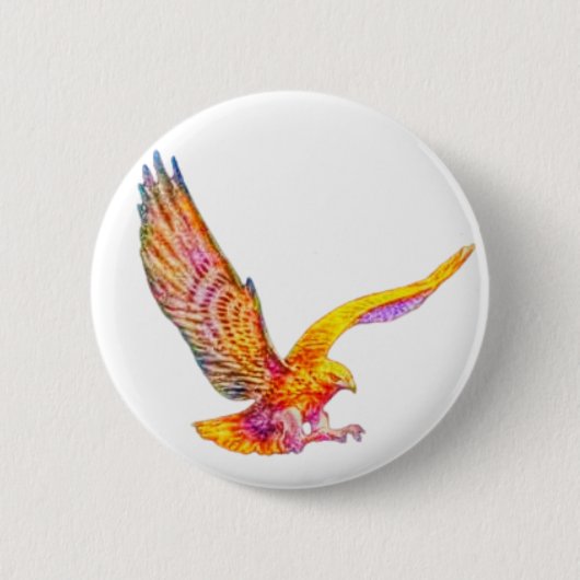 カラフル鳥、猛禽、鷲、鷹、《鳥》ハヤブサT 缶バッジ (正面)