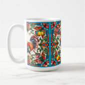 カラフル鶏地中海の、モザイク、レモン コーヒーマグカップ (左)