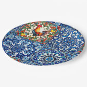 カラフル鶏地中海の、モザイク、レモン ペーパープレート (アングル)