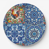 カラフル鶏地中海の、モザイク、レモン ペーパープレート (正面)