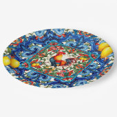 カラフル鶏地中海の、モザイク、レモン ペーパープレート (アングル)