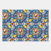 カラフル鶏地中海の、モザイク、レモン ラッピングペーパーシート (正面3)