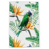 カラフル鸚鵡と花柄 ミディアムペーパーバッグ (正面)