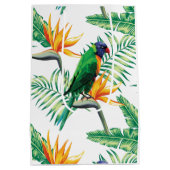 カラフル鸚鵡と花柄 ミディアムペーパーバッグ (裏面)