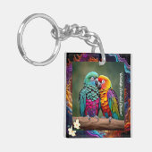 「カラフル鸚鵡の大喜び」 キーホルダー (正面左)