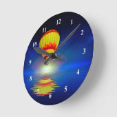 カラフル黄熱気球水の色 ラウンド壁時計 (傾斜)