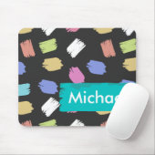 カラフル黒のブラシストロークパーソナライズされた マウスパッド (マウス)