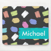 カラフル黒のブラシストロークパーソナライズされた マウスパッド (正面)