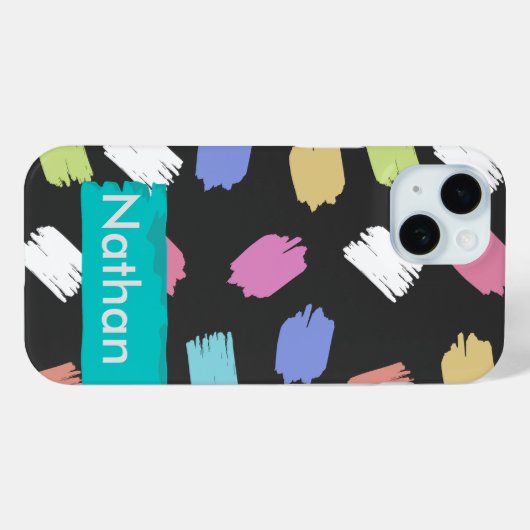 カラフル黒のブラシストロークパーソナライズされた Case-Mate iPhoneケース (裏面 (横))