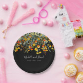 カラフル黒フローラ結婚ズ ペーパープレート (パーティー)