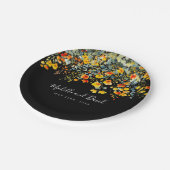 カラフル黒フローラ結婚ズ ペーパープレート (アングル)