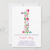 カラフル1歳の誕生日招待状、ピンクパープル 招待状 (正面)