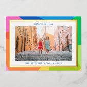 カラフル2ユニーク枚の写真モダン金ゴールド 箔シーズンカード (正面)