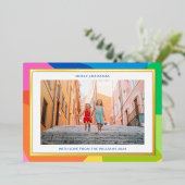 カラフル2ユニーク枚の写真モダン金ゴールド 箔シーズンカード (立ち正面)