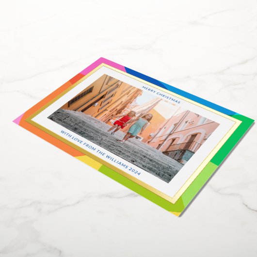 カラフル2ユニーク枚の写真モダン金ゴールド 箔シーズンカード (回転した状態)