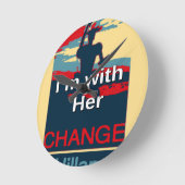 カラフル2016年私はヒラリー米国Sのための彼女の投票とあります ラウンド壁時計 (傾斜)