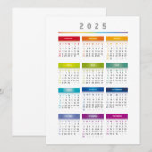 カラフル2025年カレンダー - レインボーカラー 3列 メニュー (正面/裏面)