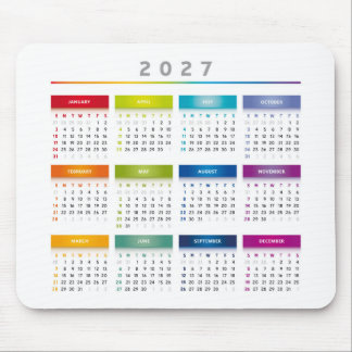 カラフル2027年カレンダー - レインボーカラー 4列 マウスパッド