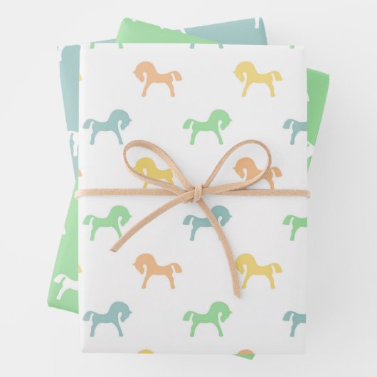 カラフル3のトイ馬包み紙シートセット ラッピングペーパーシート (インサイチュ)
