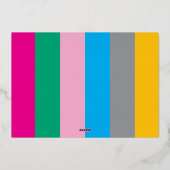 カラフル3ストライプの枚フォトコラージュメリークリスマス 箔シーズンカード (裏面)