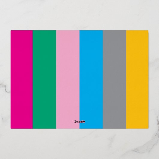 カラフル3ストライプの枚フォトコラージュメリークリスマス 箔シーズンカード (裏面)