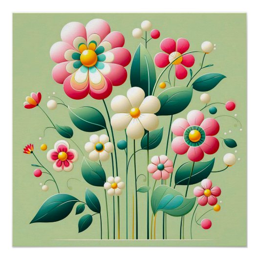 カラフル3d花 ポスター (正面)