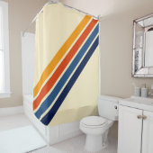 カラフル70年代のストライプのレトロストライプ シャワーカーテン (インサイチュ)