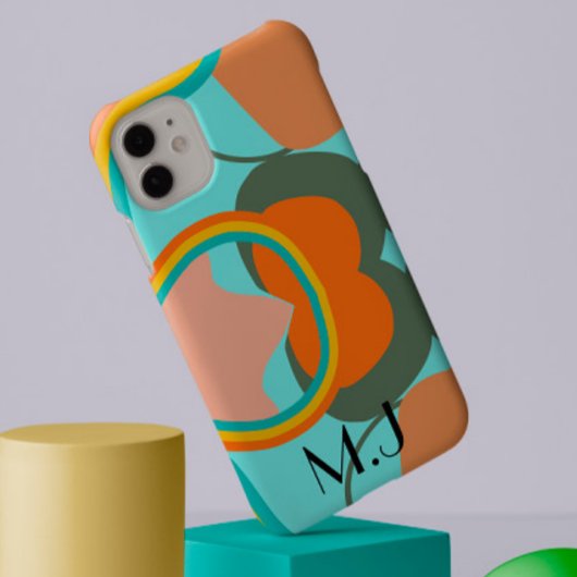 カラフル70年代ヴィンテージ抽象芸術美学モノグラム Case-Mate iPhoneケース