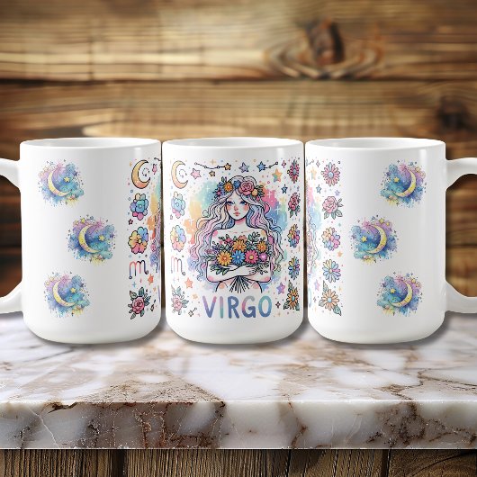 カラフル おとめ座 星座 占星術 フラワー コーヒーマグカップ