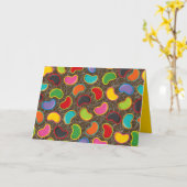 カラフル&おもしろいゼリーポップ・アートのビーンマッドネスレトロキャンディ カード (黄色い花)