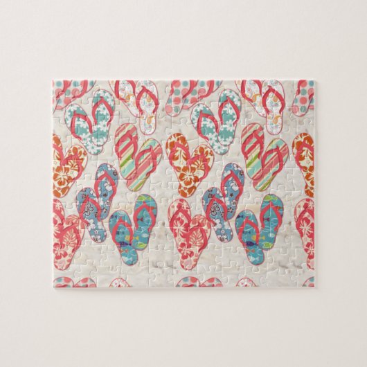 カラフル&おもしろいフリップフロップ夏おもしろい! ジグソーパズル (横)
