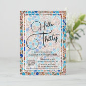 カラフル&おもしろいモザイクこんにちは30歳の誕生日 招待状 (スタンド正面)