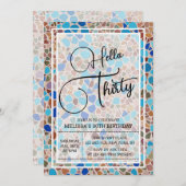 カラフル&おもしろいモザイクこんにちは30歳の誕生日 招待状 (正面/裏面)