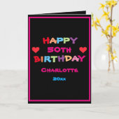 カラフル&おもしろい名前をカスタムする&日付ハッピーバースデー カード (黄色い花)