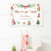 カラフル お楽しみな ファーストクリスマス 誕生日パーティー 横断幕 (インサイチュ)