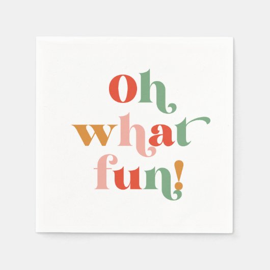 カラフル お楽しみ レタリング ホリデー パーティー スタンダードカクテルナプキン (正面)