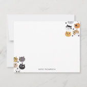 カラフル かわいい ユニークな猫 & 肉球パターン ノートカード (正面)