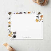 カラフル かわいい ユニークな猫 & 肉球パターン ノートカード (正面/裏面インサイチュ)