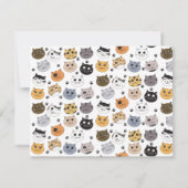 カラフル かわいい ユニークな猫 & 肉球パターン ノートカード (裏面)