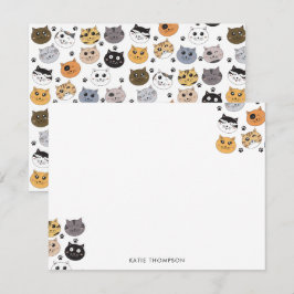 カラフル かわいい ユニークな猫 & 肉球パターン ノートカード