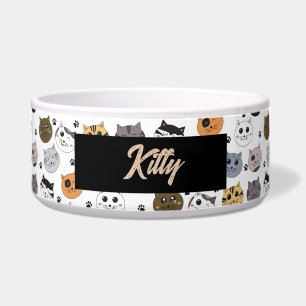 カラフル かわいい ユニークな猫 & 肉球パターン ボウル