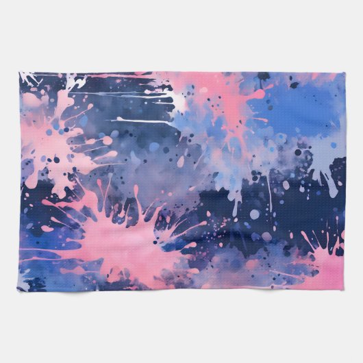 カラフル(ばちゃばちゃ)跳ねるア絵を描ートキッチンタオル キッチンタオル (横)