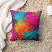 カラフル（ばちゃばちゃ）跳ねるア絵を描ートスクエア装飾用クッション クッション (ブランケット)