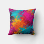 カラフル（ばちゃばちゃ）跳ねるア絵を描ートスクエア装飾用クッション クッション (裏面)